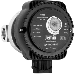 Насос циркуляционный для ГВС JEMIX  ЦН-ГВС-15-17 Мощность 3-9 Вт. Производительность до 600 л/час. 