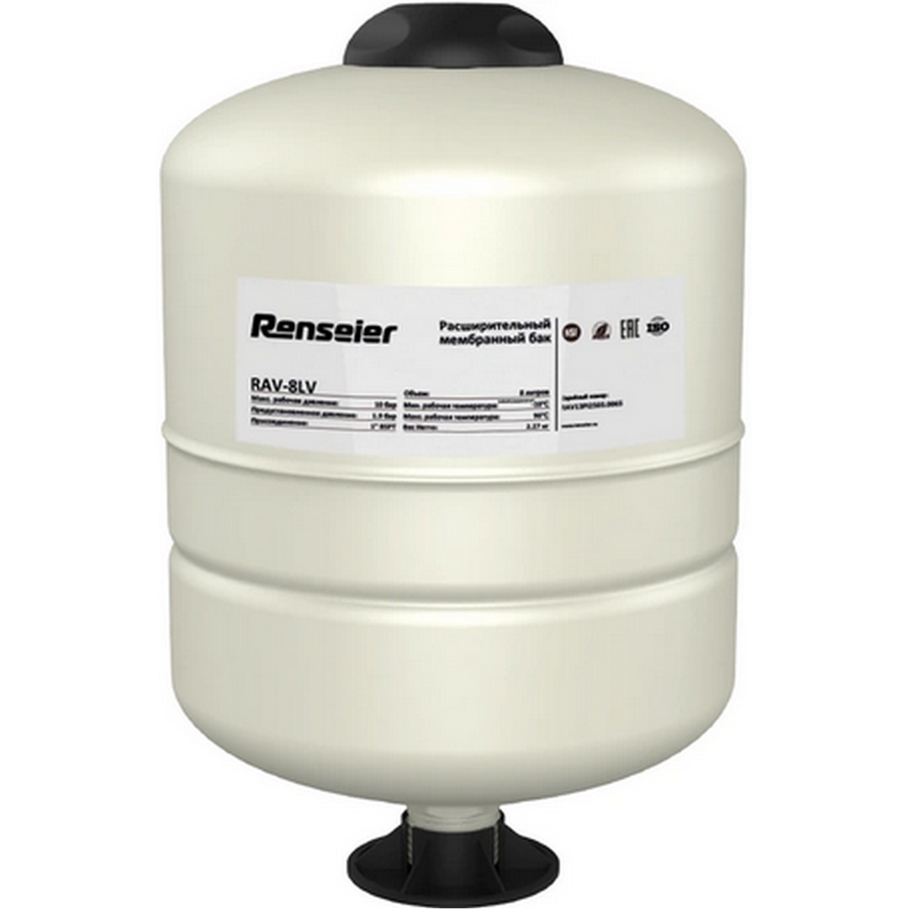 Расширительный мембранный бак вертикальный Renseier RAV-8LV,1"BSPT